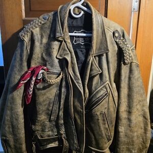 Genuine Leather Men's Braided Moto Jacket - Distressed Brown